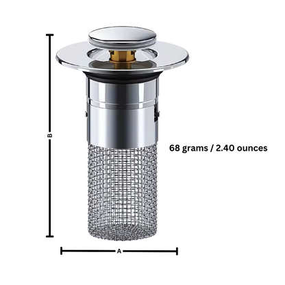 Belro retractable sink stopper tool showing a compact, adjustable bathroom sink drain cover to prevent odors.