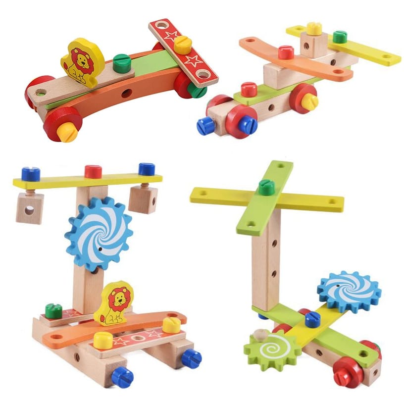 Belro Montessori wooden educational toy for preschool children, featuring colorful pet-themed cat play accessories and learning elements.