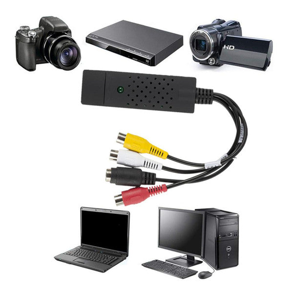 Belro VHS to digital file converter device for converting VHS tapes to digital format, with cables and connection ports visible.