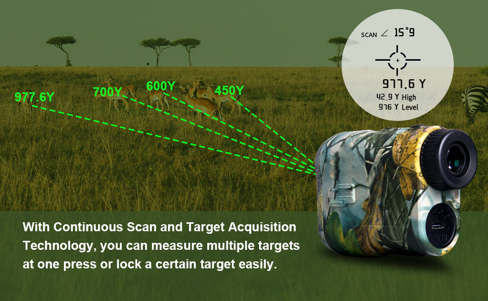 Belro 1000 Feet Hunting Range Finder, compact electronic device with display and controls, used for accurate distance measurement in hunting.