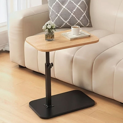 Adjustable wood top side table with metal frame by Mivoza, suitable for sofa or bedroom use.