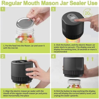 Belro electric mason jar vacuum sealer kit with cordless design, featuring a compact vacuum system for easy food preservation.