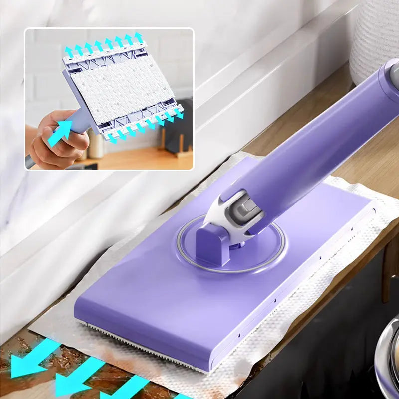 Mivoza hands-free cleaning mop for wet wipes and floor cleaning, automatic system, no bending, suitable for home and garden use.