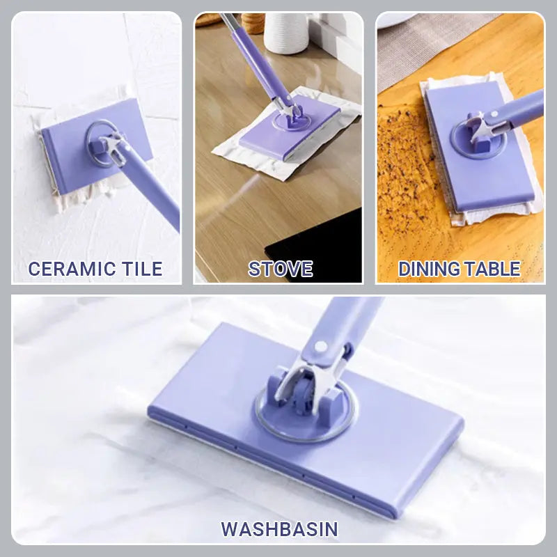 Mivoza hands-free cleaning mop for wet wipes and automatic floor cleaning, designed for easy, no-bend mopping in home and garden.