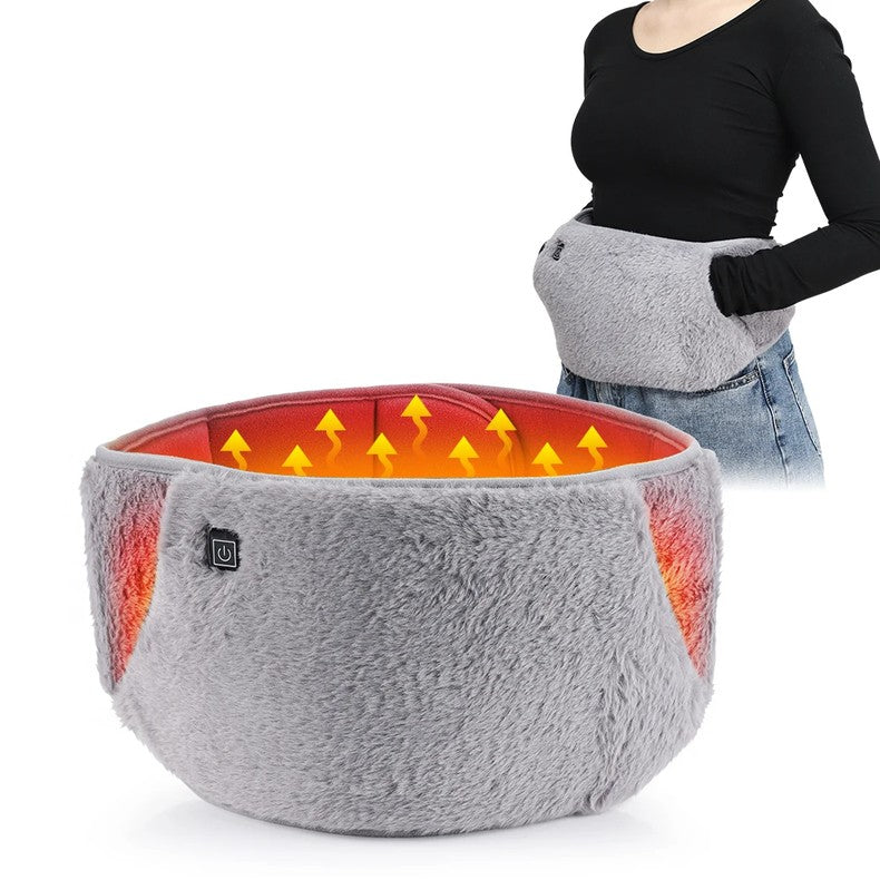 Belro electric heating belt for pain relief, shown in use around a person's waist, designed for health and beauty pain management
