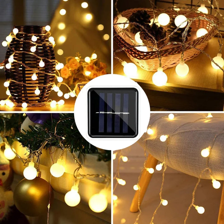 Belro solar-powered fairy lights for outdoor use, decorative string lights illuminating gardens and outdoor spaces at night