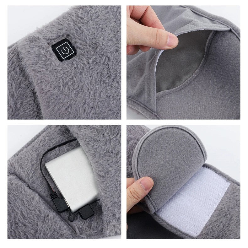 Belro electric heating belt wrapped around a person's waist for pain relief and warmth in a health and beauty setting.