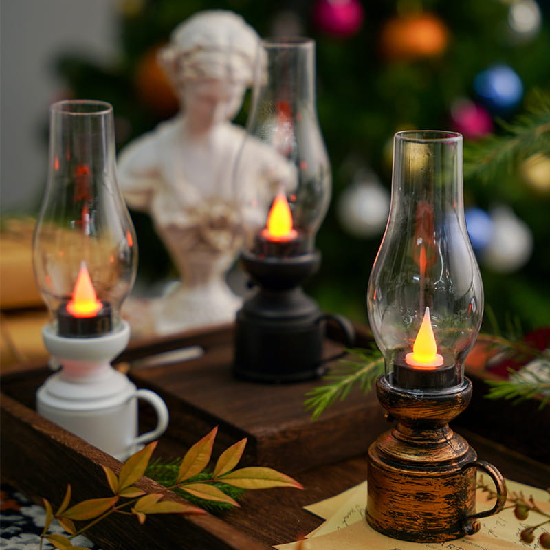 Belro LED vintage kerosene lamp with electronic swinging candle, decorative home and garden candle decor.