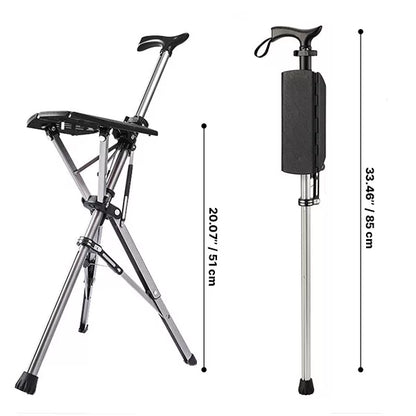Belro walking stick with built-in seat, lightweight mobility aid featuring a comfortable handle and sturdy support for walking.