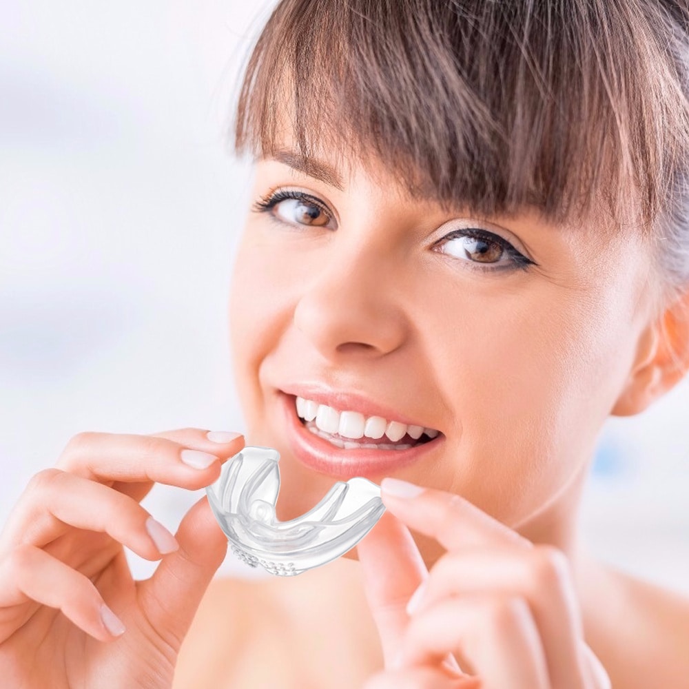 Belro Invisible Dental Realignment Tray for sleep improvement, shown in a close-up image on a white background.