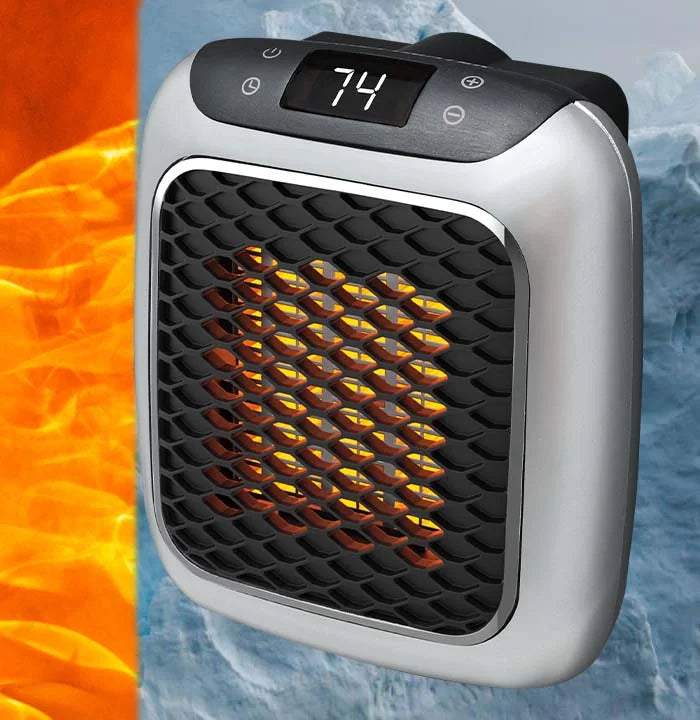 Belro compact electric heater with digital controls and sleek design, ideal for home heating in a modern living space.