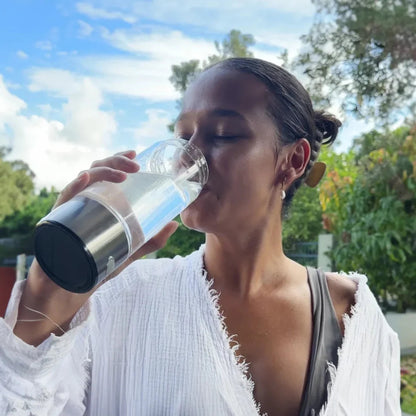 Belro hydrogen water bottle with sleek design, transparent body, and lid, ideal for refreshing hydration at home or on the go.