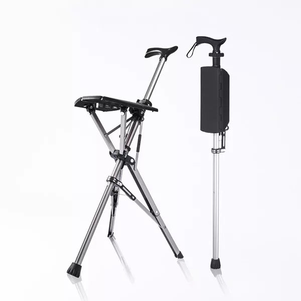 Belro walking stick with integrated seat, lightweight and sturdy for mobility support and comfort during walks.