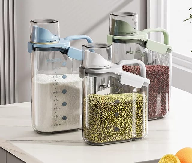 Belro cereal storage containers set for kitchen, featuring clear plastic design with secure lids for food organization.