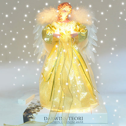 Animated angel tree topper from Belro featuring a heavenly angel figure with flowing garments and detailed wings.