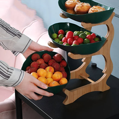 Belro multi-tiered wooden fruit bowl with multiple levels, ideal for kitchen organization and stylish fruit display.