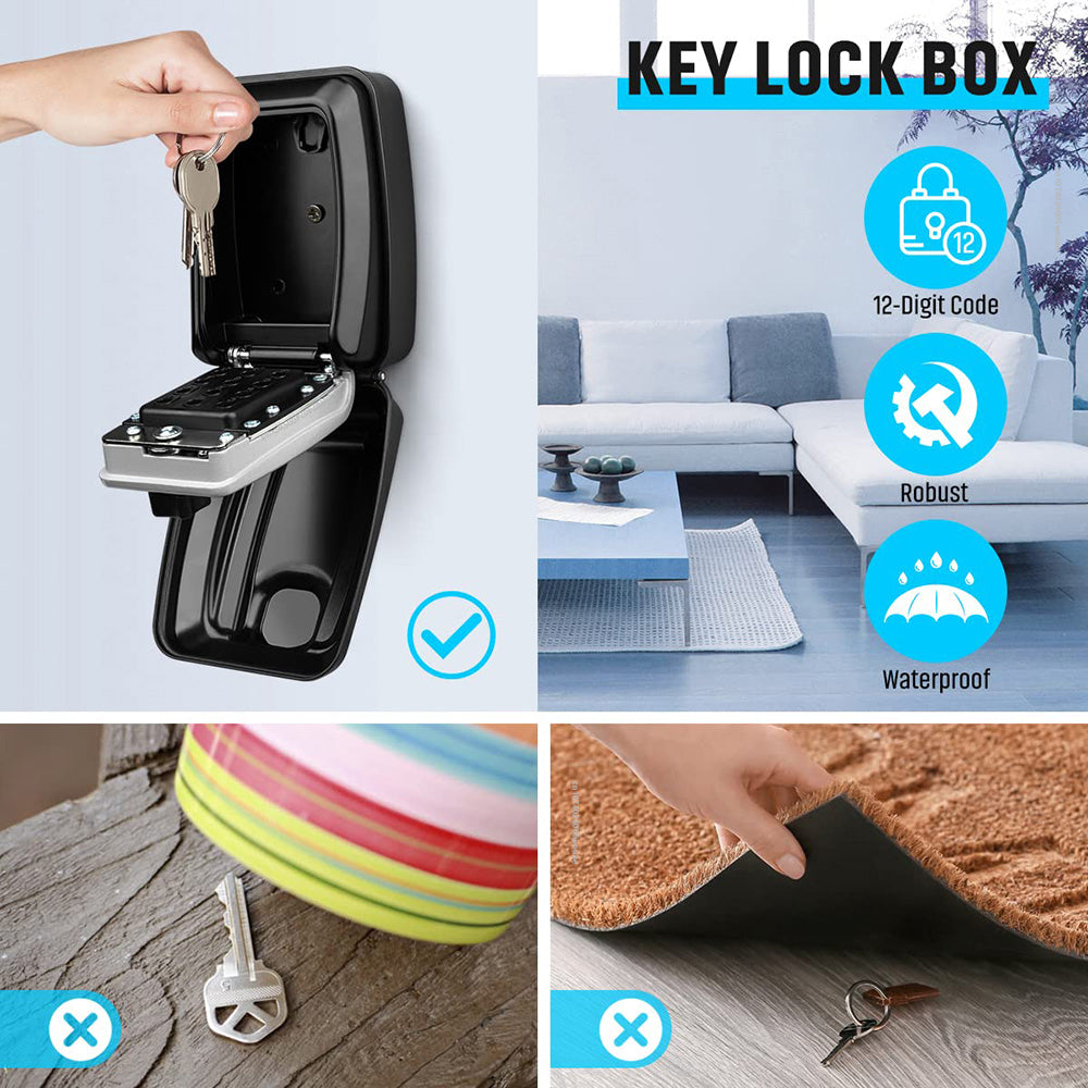 Belro outdoor key cabinet safe for home and garden, weather-resistant key box with secure lock for outdoor storage
