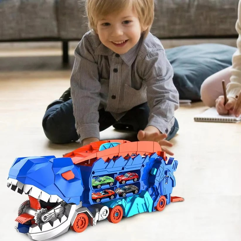 Belro dinosaur toy truck for kids, colorful plastic toy vehicle featuring a dinosaur figure, perfect for imaginative play.