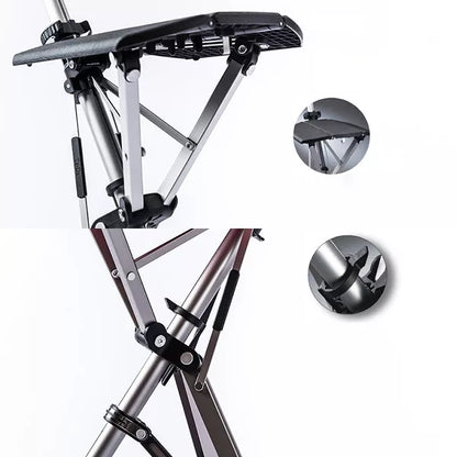 Belro walking stick with built-in seat, lightweight and portable for support and comfort during outdoor walks.