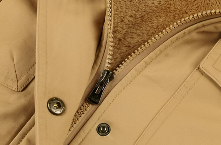 Men's thermal fleece coat by Belro, showcasing a warm, cozy fleece outer layer perfect for cold weather.
