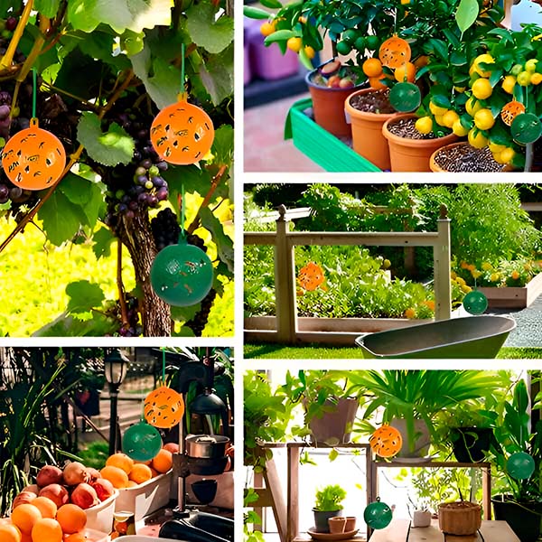 Six Belro hanging fly traps with adhesive layers, designed for outdoor pest control in home and garden settings.