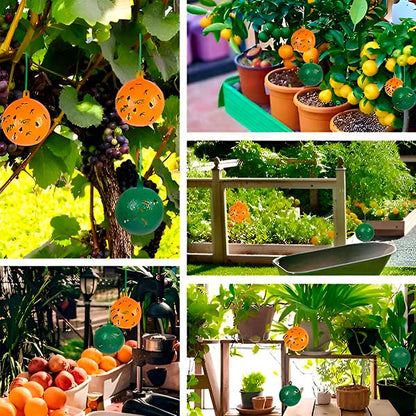 Six Belro hanging fly traps with adhesive layers, designed for outdoor pest control in home and garden settings.