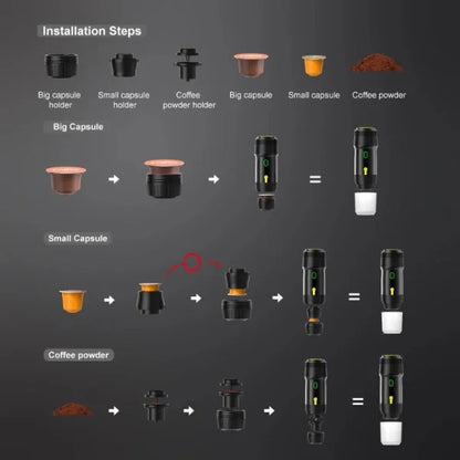 Wireless Belro Espresso Coffee Machine, portable 3-in-1 coffee maker with capsule and powder options, compact home appliance.