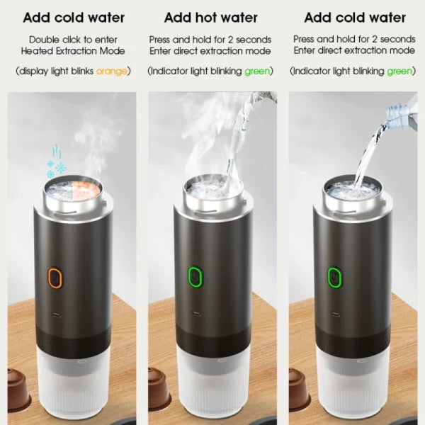 Portable Belro wireless espresso coffee machine with capsule and powder options, compact home appliance for quick brewing.