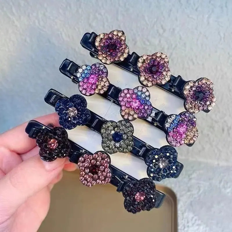 Mivoza braided crystal hair clip with sparkling design and strong hold, perfect for elegant everyday hair accessories.