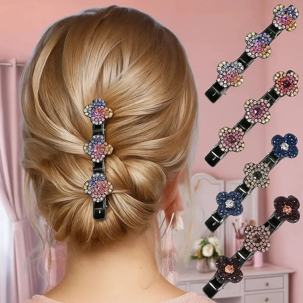 Mivoza braided crystal hair clip with sparkling design and strong hold, ideal for elegant everyday hair styling.