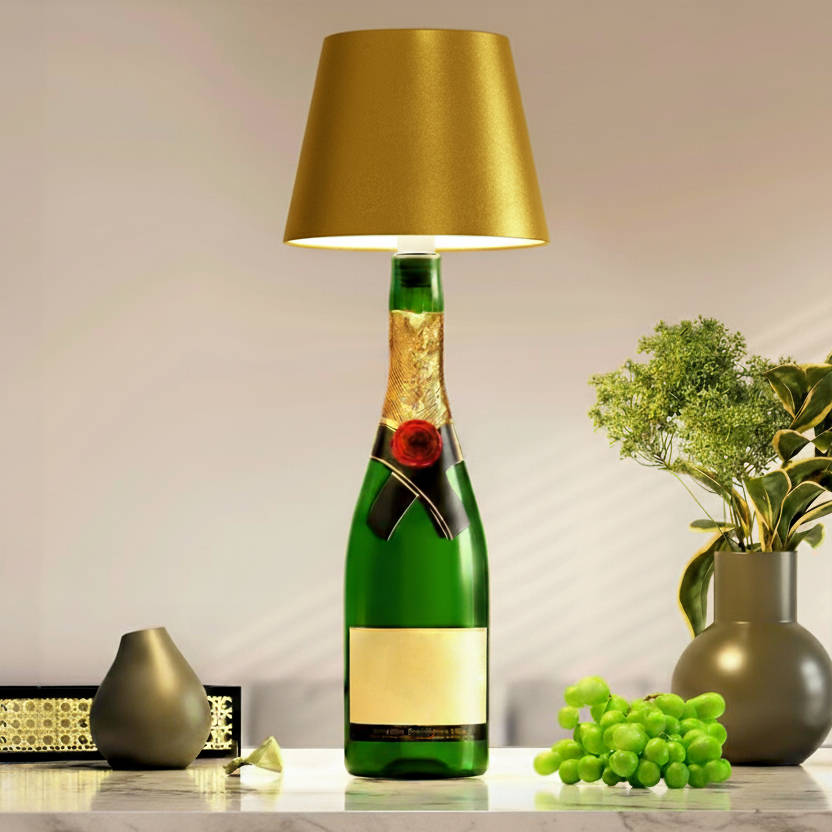 Wireless Bottle Lamp by Belro, modern electronic night light with a sleek design, glowing softly in a contemporary setting.