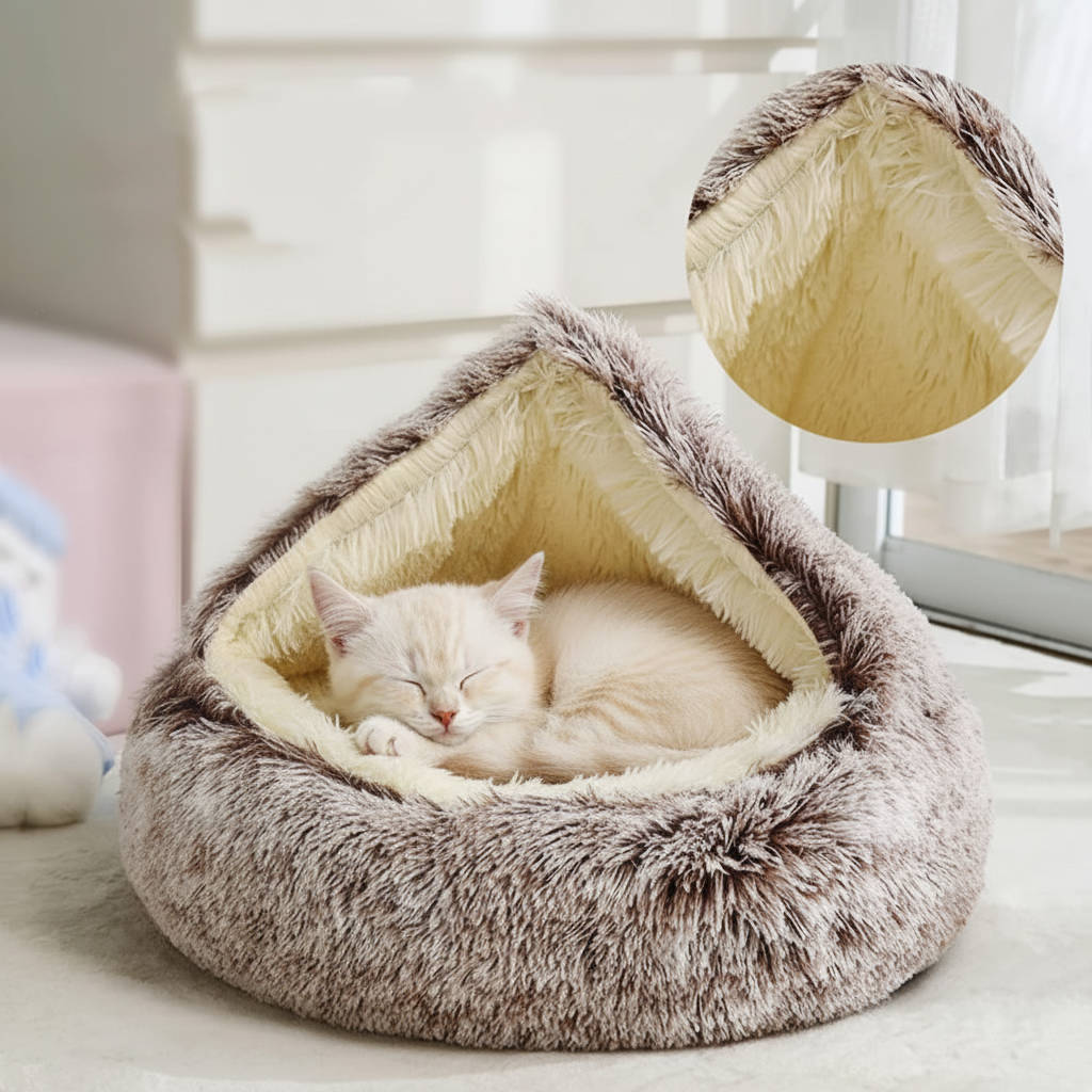Belro donut-shaped pet bed for dogs and cats, soft and cozy with a plush interior, ideal for pets to rest comfortably.