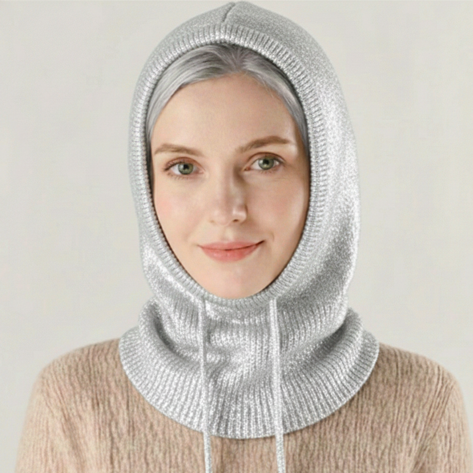 Soft beige cashmere knit beanie by BowLift, designed for warmth and comfort, suitable for cold winter weather.