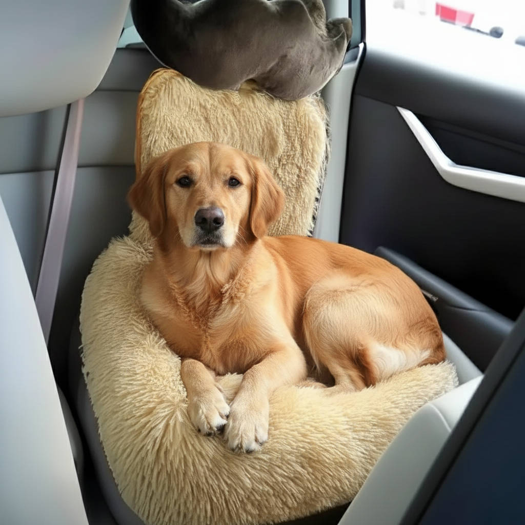 Belro protecting dog bed for car, automotive accessory, with a soft, durable cover designed for pet comfort and vehicle protection.