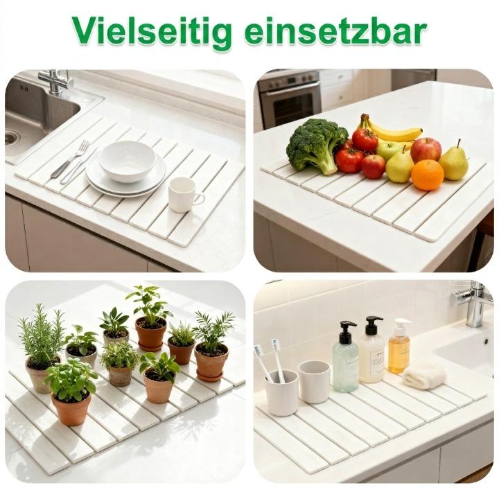 Diatomite stone dish drying mat by Mivoza, foldable and highly absorbent, measuring 40x30cm for kitchen dish drying.