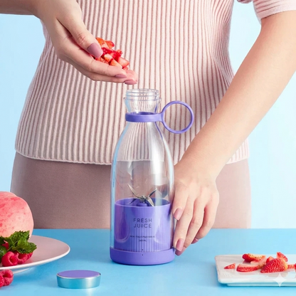 Mivoza portable blender bottle with 420ml capacity, cordless design, USB rechargeable, perfect for fresh smoothies on the go