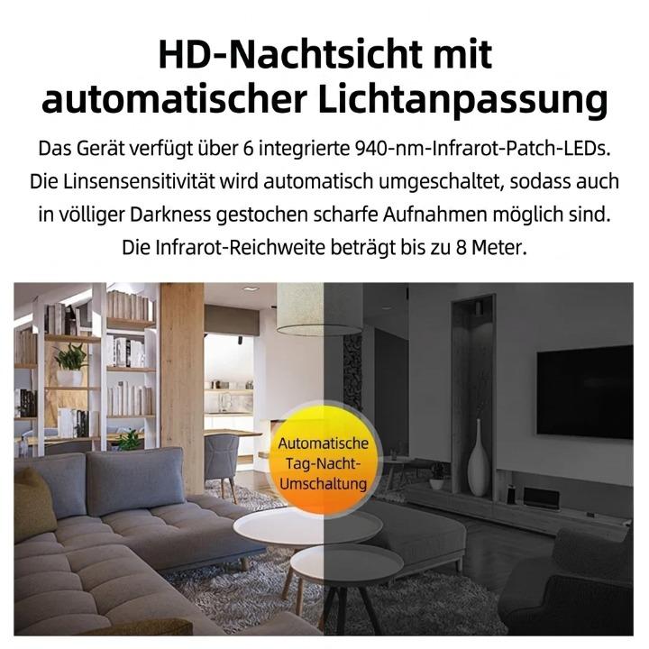 Mini night vision security camera by Mivoza Deutschland with 1080P HD video and motion detection for indoor home security.
