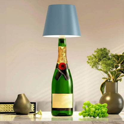 Wireless Bottle Lamp by Belro, a sleek LED night light with a modern design, glowing softly in a clear glass bottle.