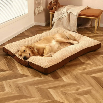 Soft fleece dog sleeping bed by Belro, cozy pet bed for dogs, with fluffy interior perfect for restful naps.