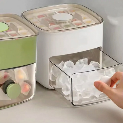 Mivoza ice cube tray with push function, 48 large cubes, no-spill design, stackable kitchen gadget for easy ice making.