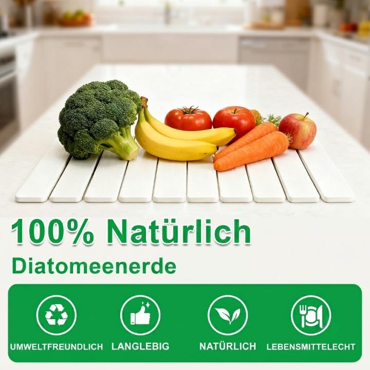 Mivoza diatomite stone dish drying mat, foldable, super absorbent, 40x30cm, ideal for kitchen dish drying and storage.