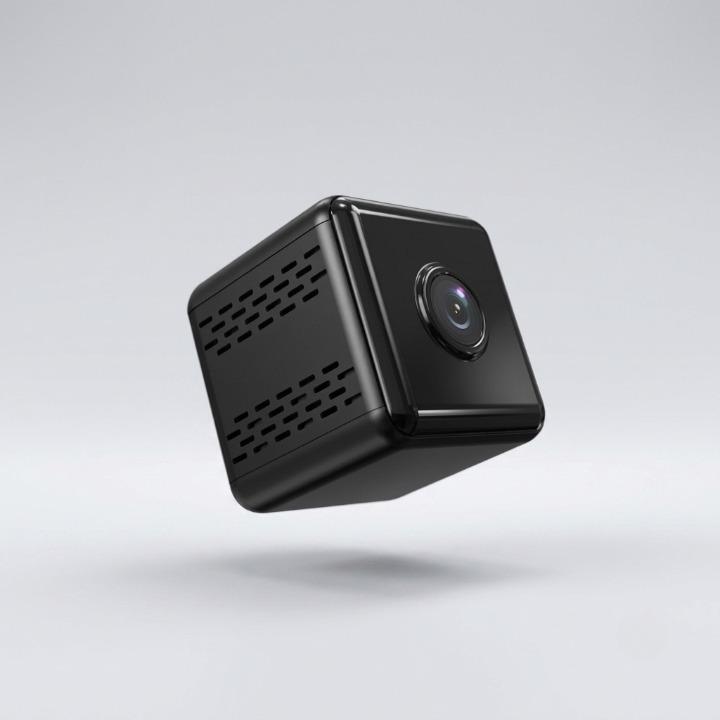 Mini night vision security camera with 1080P HD video, motion detection, indoor use, by Mivoza Deutschland.