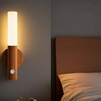 Belro plug-in motion sensor night light illuminating a bedroom, energy-efficient LED night light for safe nighttime use.