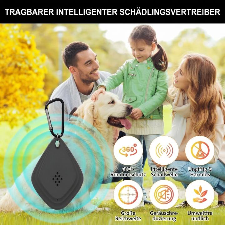 Ultrasonic pet protector device from Mivoza Deutschland repels fleas, ticks, and mosquitoes without chemicals, suitable for home use.