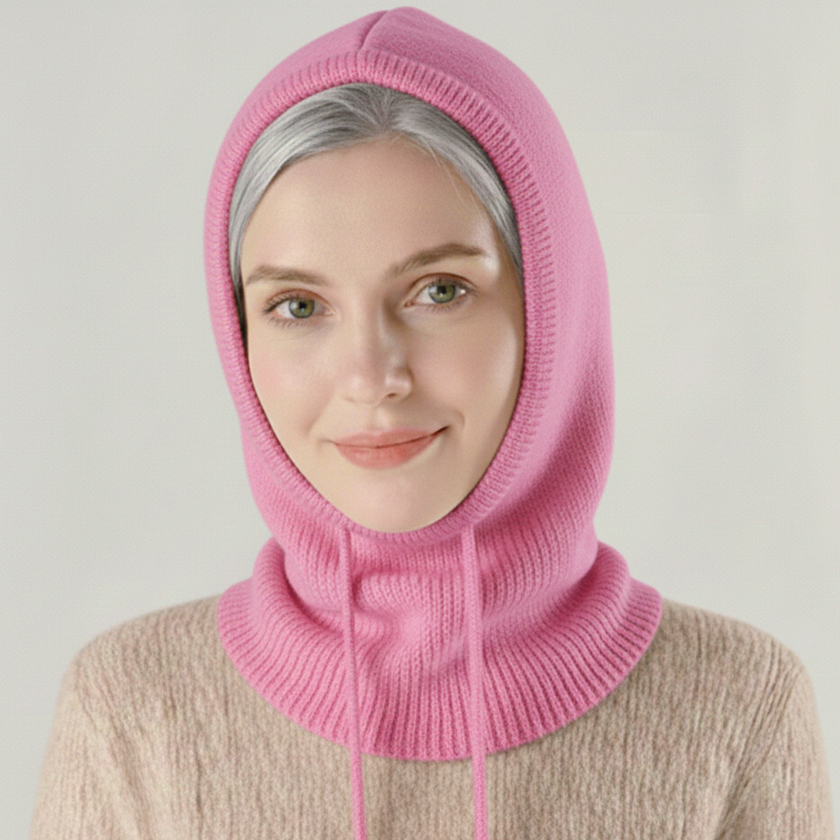 Soft beige cashmere knit beanie by BowLift, designed for warmth and comfort in cold weather, unisex winter accessory.