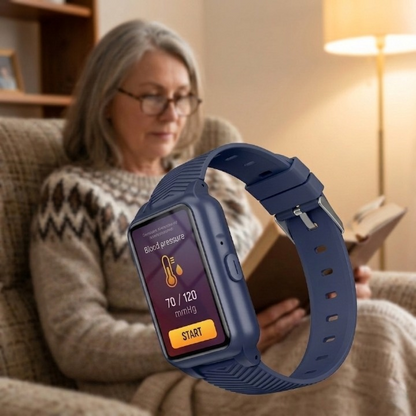 Mivoza senior smartwatch with fall detection, SOS call, 4G GPS, and IP67 waterproof design for safety and security.