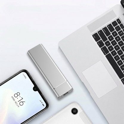 Mivoza 8TB external SSD with USB 3.1 Type-C, aluminum case, compact design, and plug-and-play fast storage for electronics.