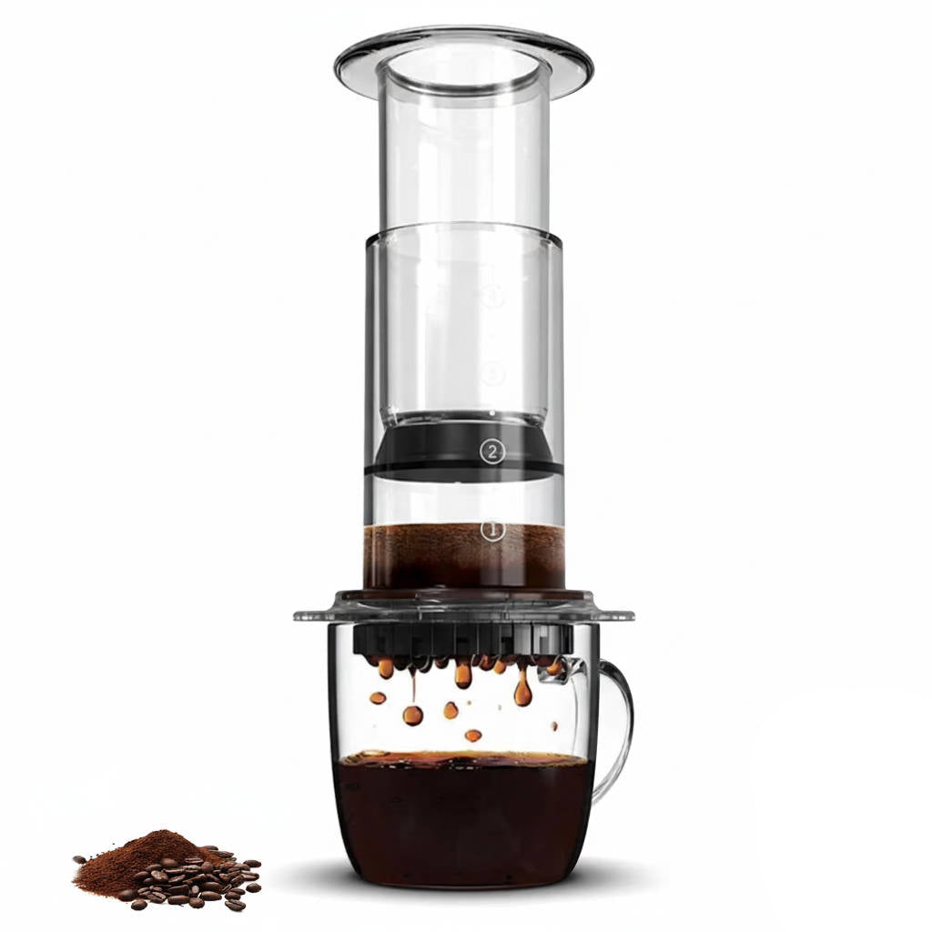 Belro Coffee Press Machine with glass carafe and stainless steel filter, ideal for brewing fresh coffee at home.
