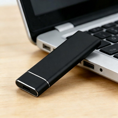 Mivoza 8TB external SSD with USB 3.1 Type-C port, aluminum casing, compact design, ready for fast plug-and-play storage.