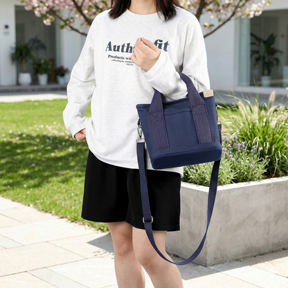 Japanese-inspired canvas tote bag by Mivoza with inner pockets, lightweight, reusable, perfect for daily use and eco-friendly shopping.